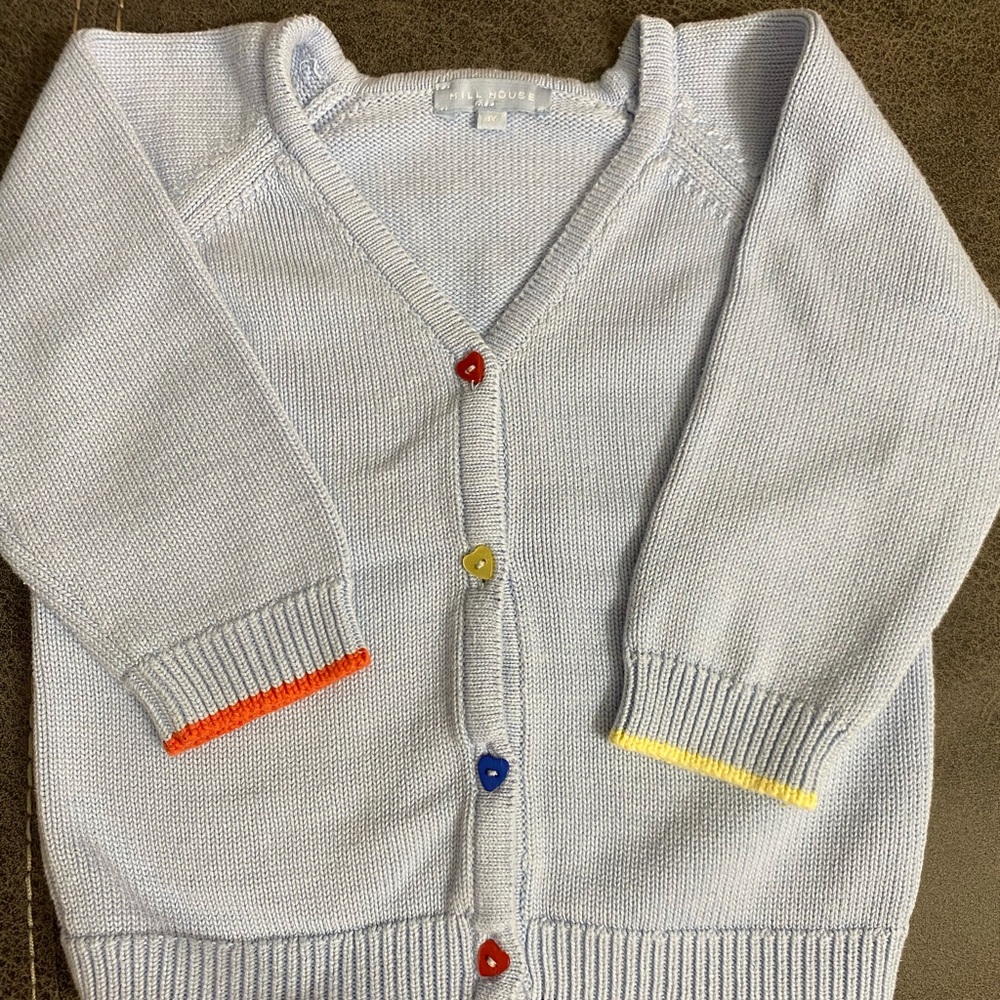 Hill House Blue and Red Knit Sweater V-Neck